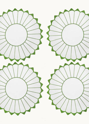 Charlotte Green Embroidered Scalloped Placemat (Set of 4)