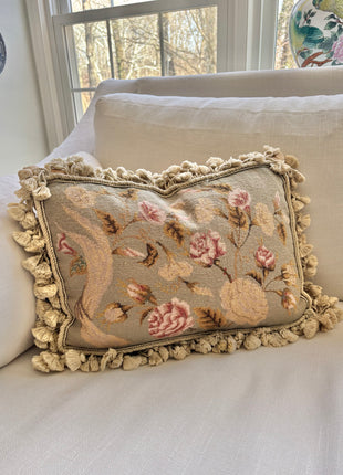 Rosettes Needlepoint Pillow