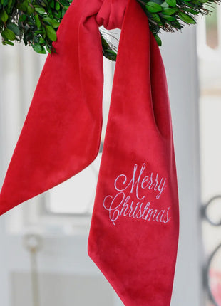Merry Christmas Velvet Wreath Sash