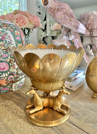 Brass Giraffe Pedestal Candle