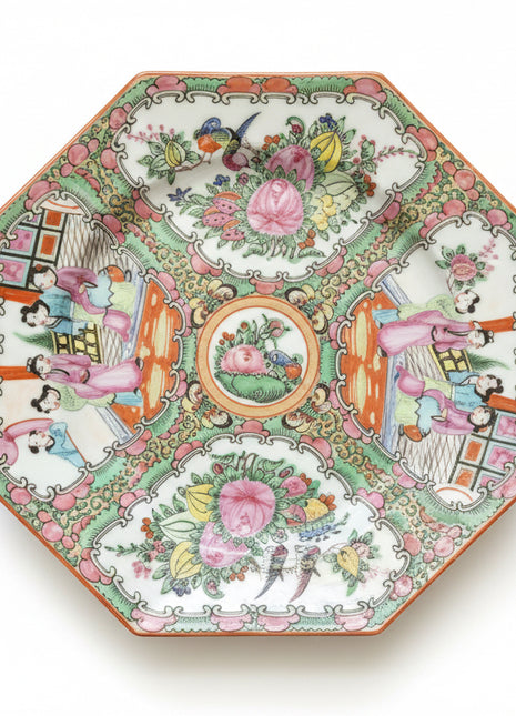 Antique Rose Medallion Plate Octagon Plate 9”