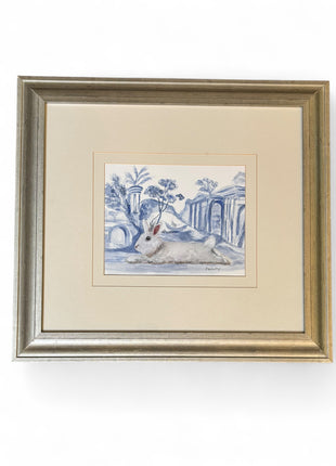 Blue & White Garden Bunny by Patti McCarthy