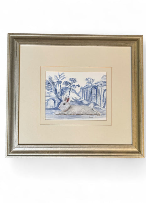 Blue & White Garden Bunny by Patti McCarthy