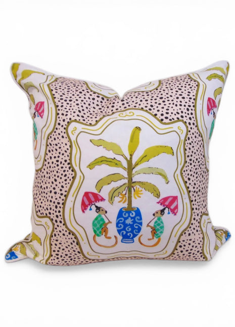 Monkey and Bananas Pillow Cover  in Oat