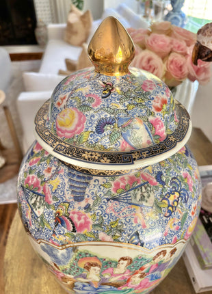 Chinoiserie Ginger Jar Featuring European Scene