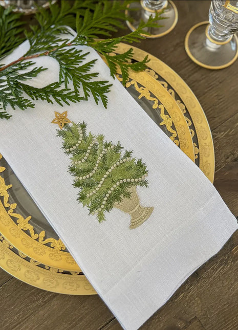 Gilded Christmas Tree Linen Towel