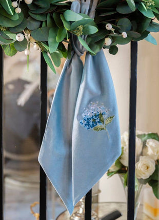 Blue Hydrangea Sash Light Blue Velvet