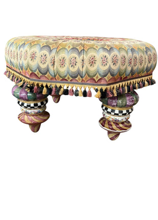 Vintage MacKenzie-Childs Piccadilly Tuffet Ottoman