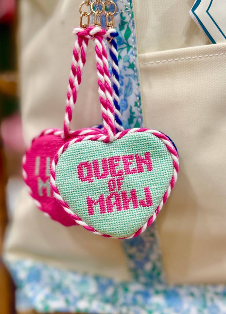 Queen of Mahjong Needlepoint Bag Charm