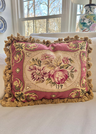 French Aubusson Rosewood Pillow