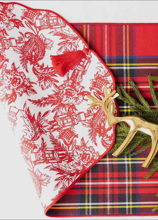 Nutcracker Toile & Tartan Reversible Table Runner