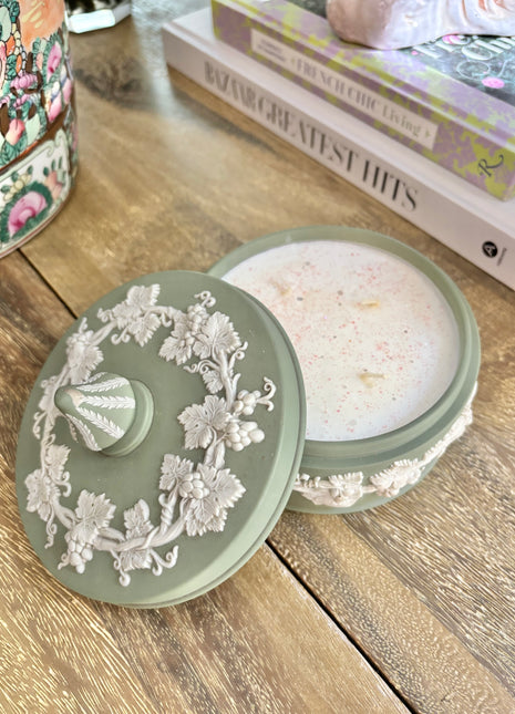 Wedgwood Sage Jasperware Lidded Candle