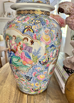 Chinoiserie Ginger Jar Featuring European Scene