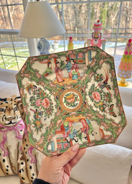 Antique Rose Medallion Clipped Corner Plate