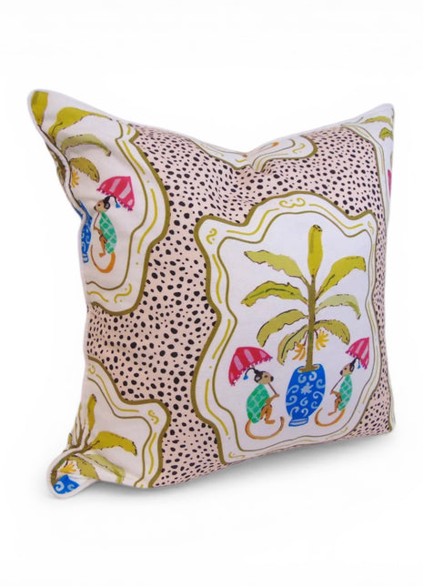 Monkey and Bananas Pillow Cover  in Oat