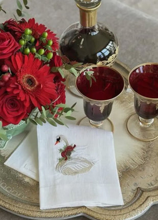 Christmas Swan Linen Towel