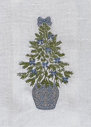 Refined Christmas Tree & Bow Linen Towel