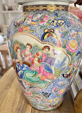 Chinoiserie Ginger Jar Featuring European Scene