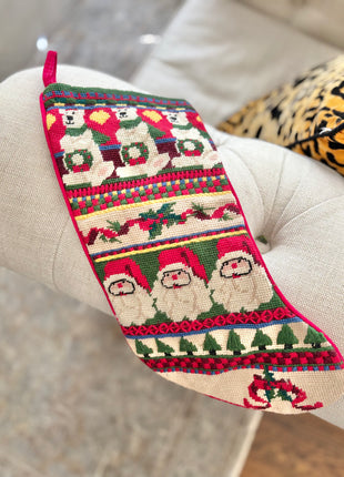 Vintage Fair Isle Christmas Stocking
