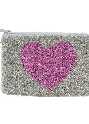 Heart Beaded Coin Purse