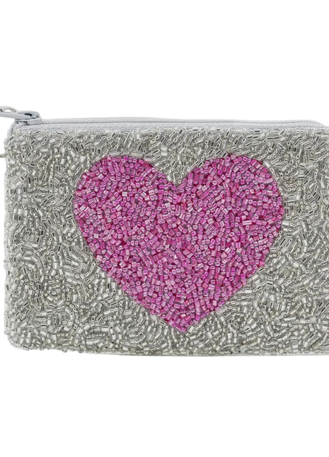 Heart Beaded Coin Purse