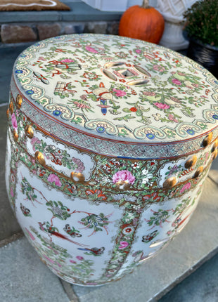 Celadon Rose Canton Garden Stool