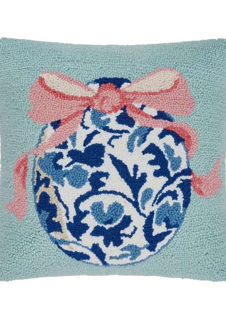 Chinoiserie Egg & Rose Bow Pillow