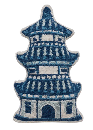 Blue & White Pagoda Hook Pillow