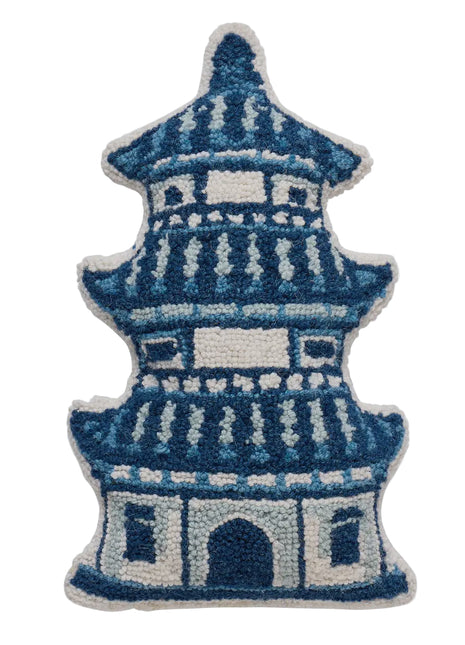 Blue & White Pagoda Hook Pillow