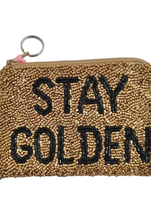 Stay Golden Beaded Coin Purse