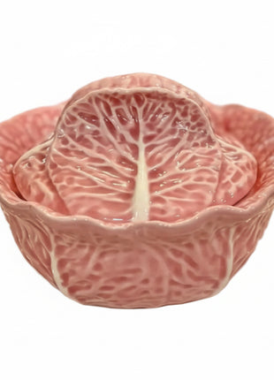 Vintage Bordallo Pink Cabbage Covered Bowl