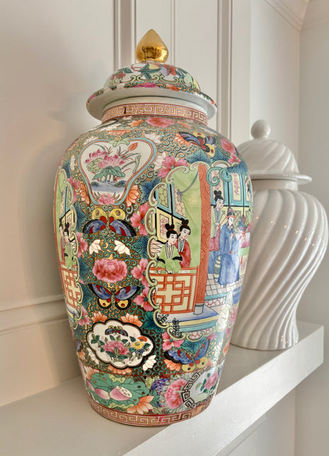 Vintage Rose Famille Ginger Jar