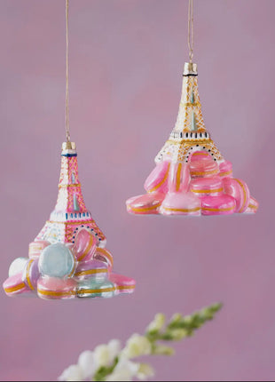 Eiffel Tower on Macaron Ornament 5.5”