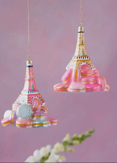 Eiffel Tower on Macaron Ornament 5.5”