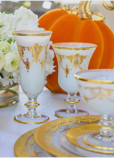 Gilded Swag Water/Wine Glass (Bianco)