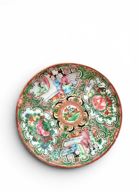 Antique Rose Medallion Saucers 4.5”