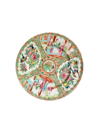 Antique Rose Medallion Plate 8.25 (Green & Coral)
