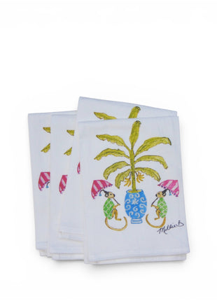 Watercolor Banana Leaf Monkeys Kitchen Towel
