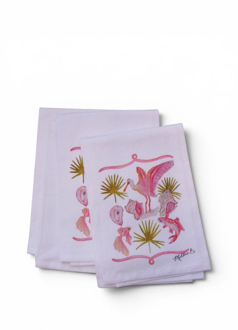 Coral Coastal Life Kitchen Towel