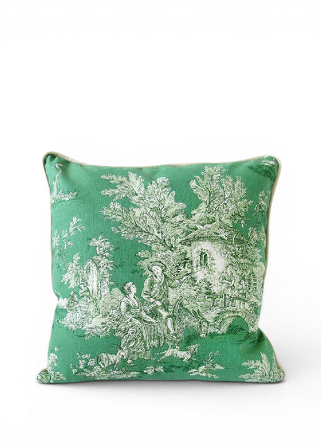 Kelly Green Toile Pillow Cover