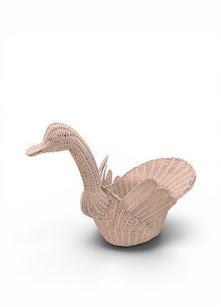 Vintage Pink Wicker Swan