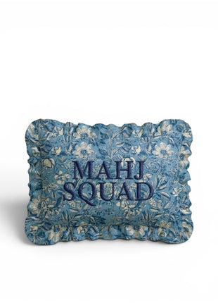 "Mahj Squad" Ruffled Embroidered Pillow