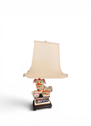 Gilded Pastel Foo Dog Lamp