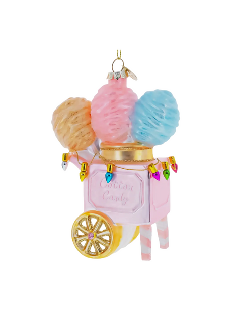 Cotton Candy Cart Glass Ornament