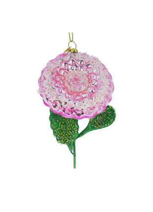 Pink Peony Beaded Ornament