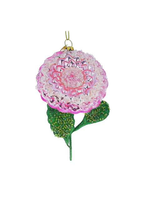 Pink Peony Beaded Ornament