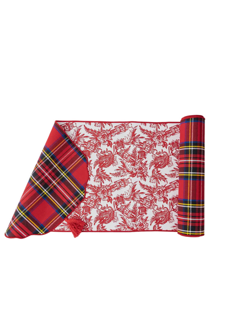Nutcracker Toile & Tartan Reversible Table Runner
