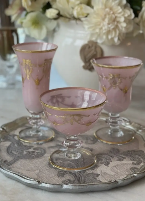 Gilded Swag Water/Wine Glass (Rosa)