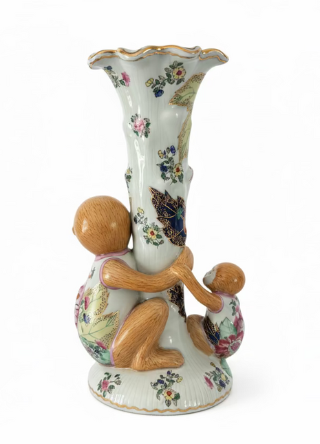 Vintage Tobacco Leaf Monkey & Baby Pedestal
