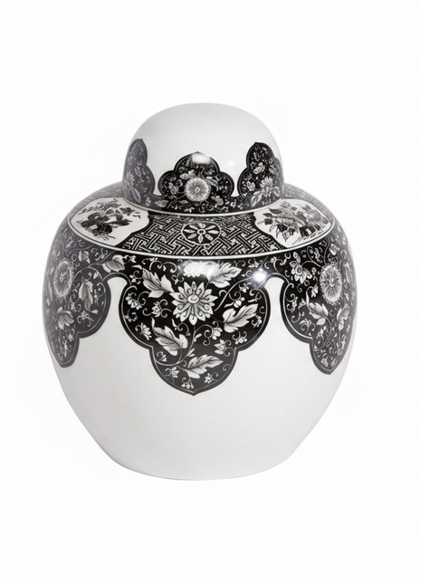 Ethan Allen Black & White Ginger Jar